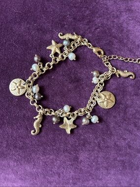 Silver toned ocean charm bracelet